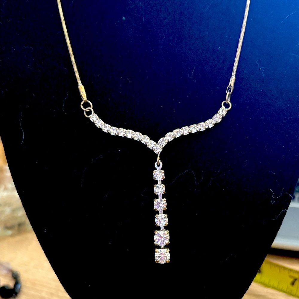 Vintage rhinestone, choker, gold tone